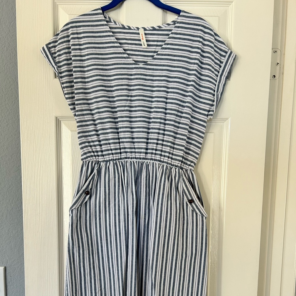 Orange Creek Navy‎ and White Striped Top